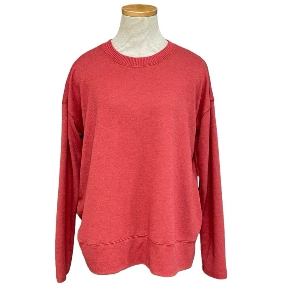 Lucky Brand Sweater Women's Small Red Knit Pullover Crew Neck Long Sleeve